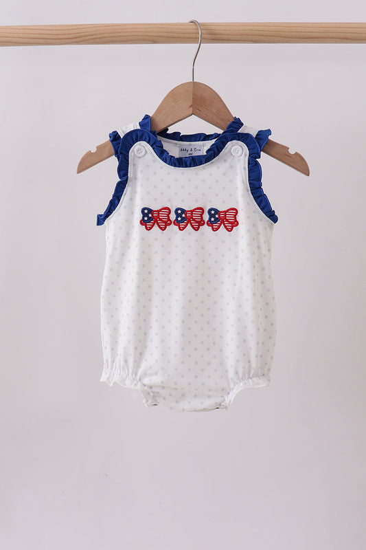 Patriotic Bow Appliqué Ruffle Bubble