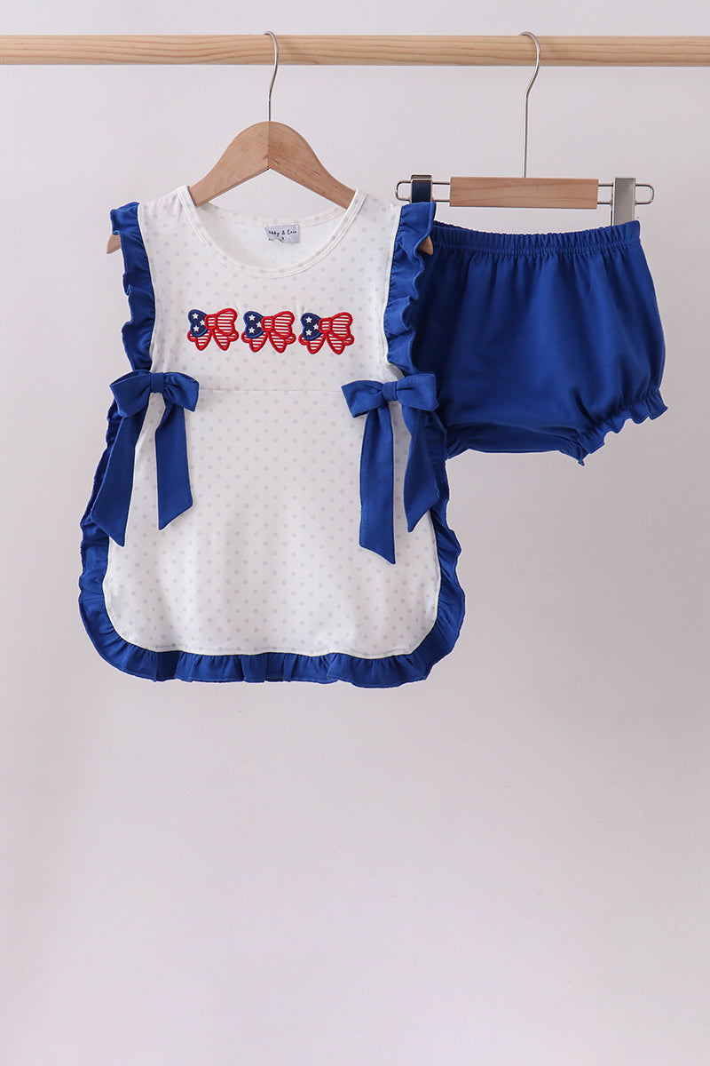 Patriotic Bow Appliqué Bloomer Set
