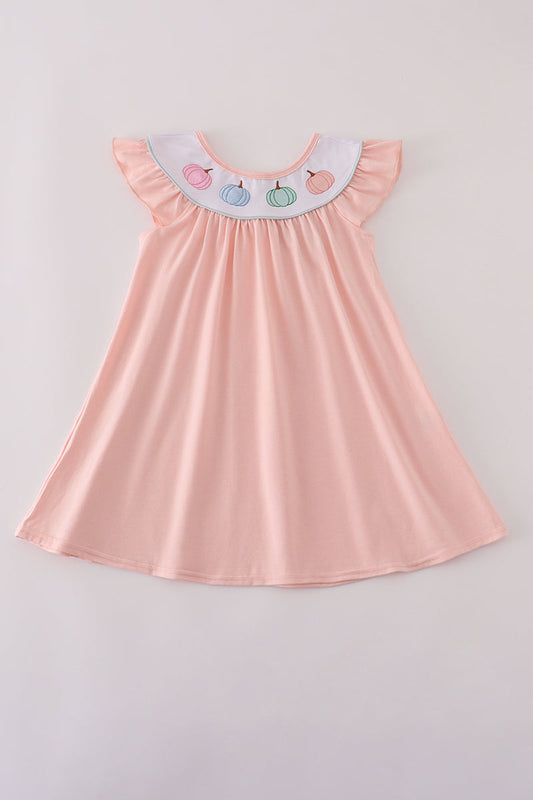 Pink Embroidered Pumpkin Dress