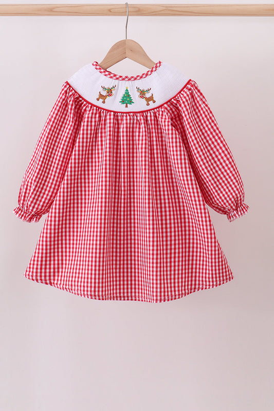 Red Gingham Smocked Dress