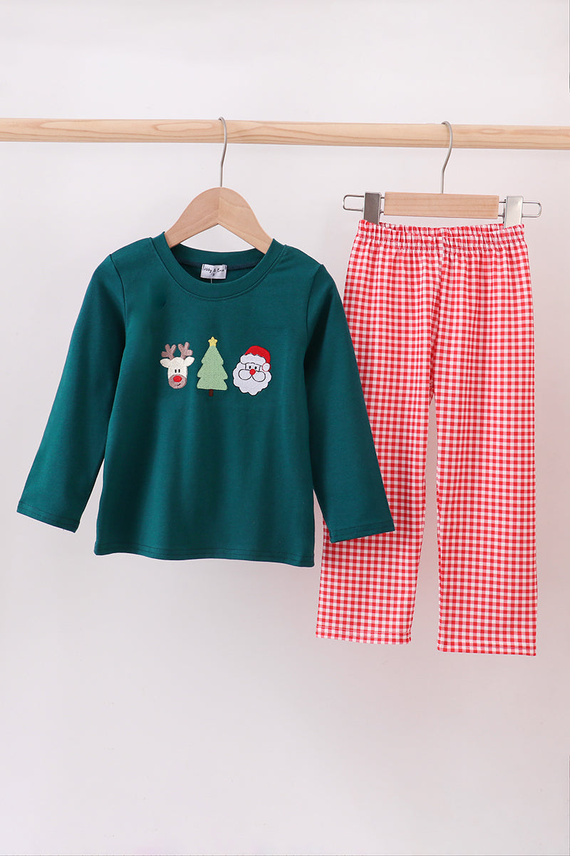 Christmas Embroidered Pants Set