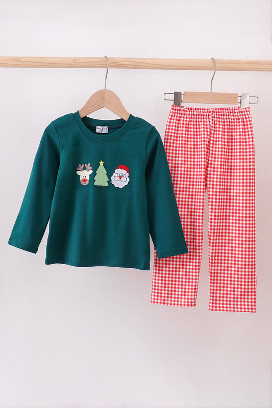 Christmas Embroidered Pants Set