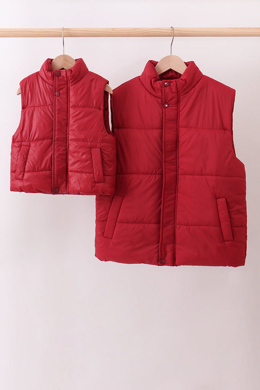 Mom & Me Maroon Puffer Vest