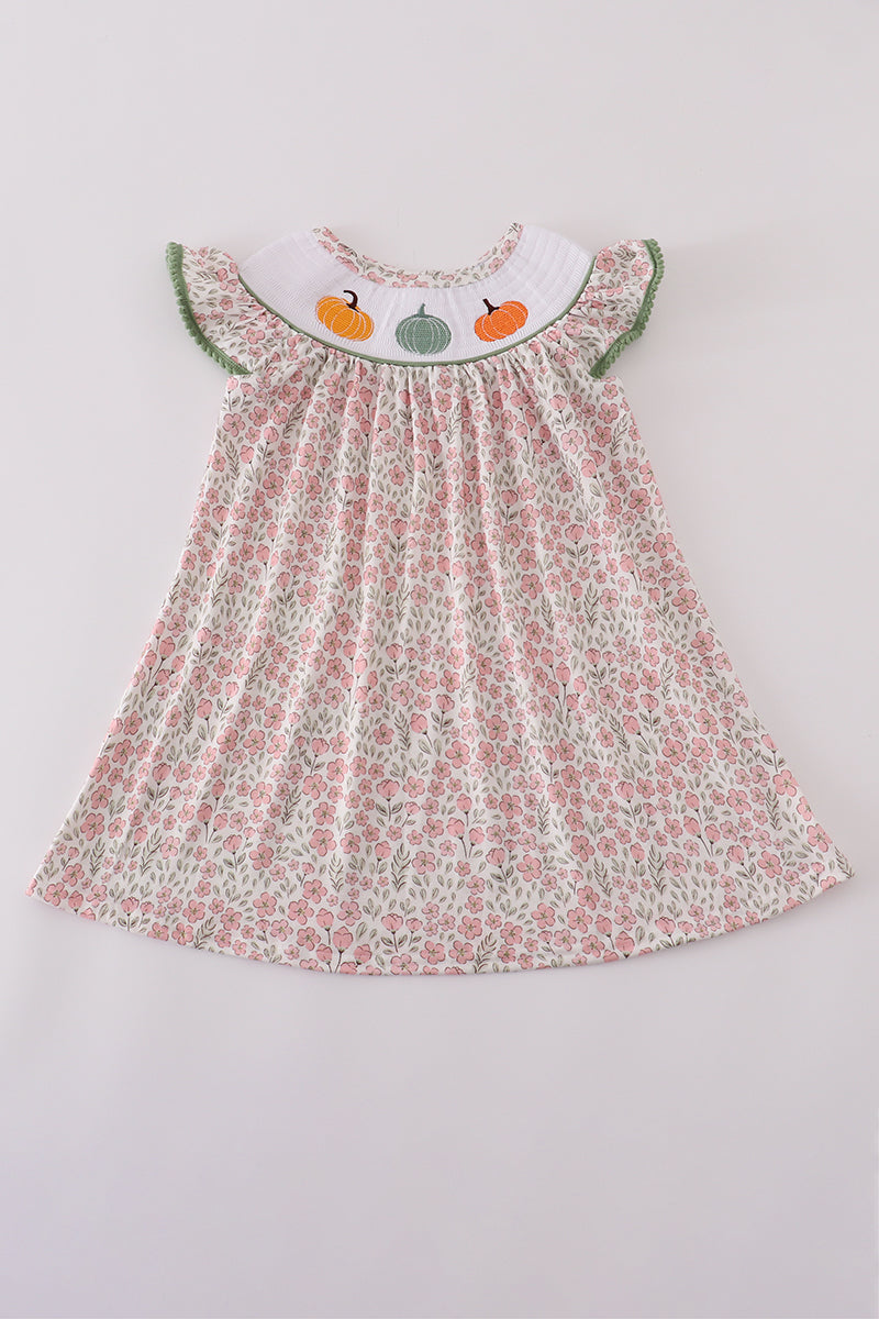 Smocked Pumpkin Floral Dress