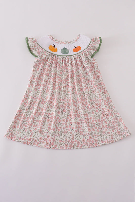 Smocked Pumpkin Floral Dress
