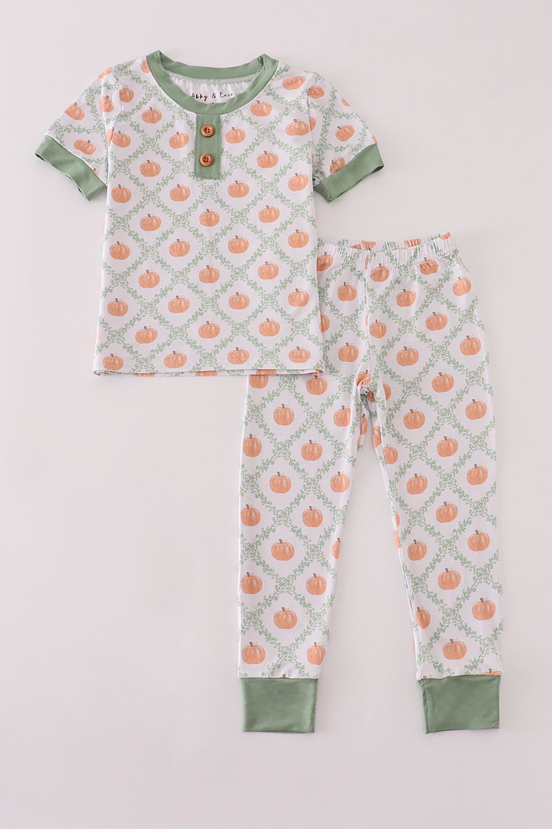 Green Pumpkin Bamboo Pajama Set