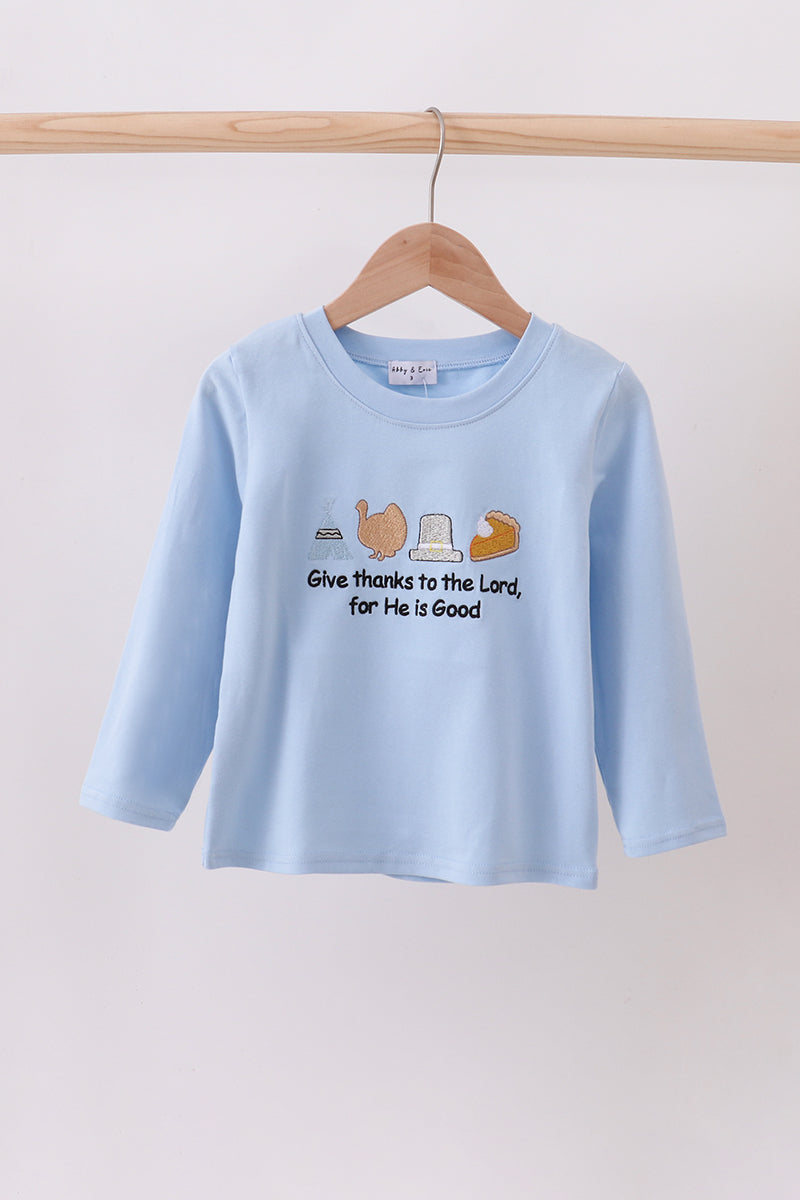 Blue Give Thanks Top