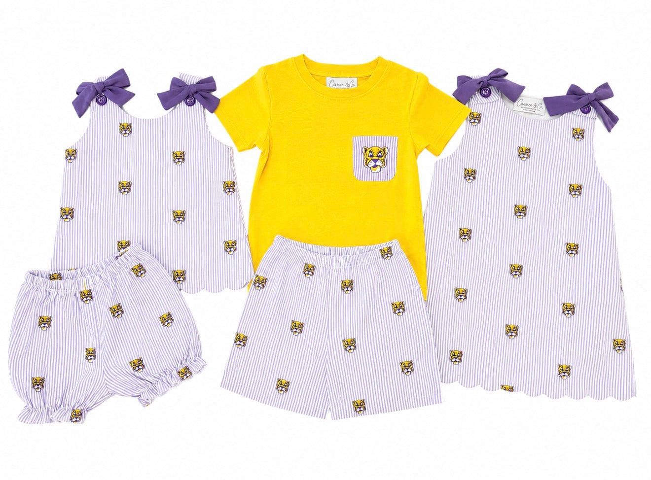 Tigers Embroidered Seersucker Pocket Shorts Set