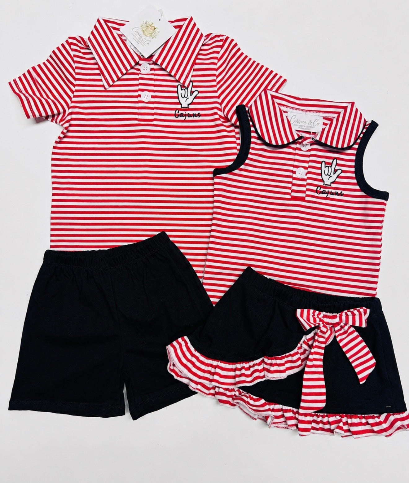 Cajuns Embroidered Polo Shorts Set