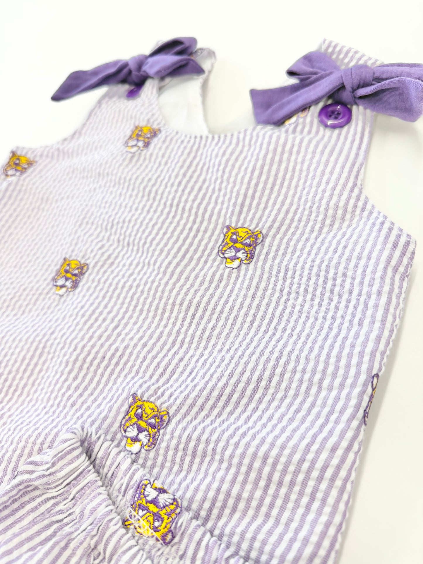 Tigers Embroidered Seersucker Bloomer Set
