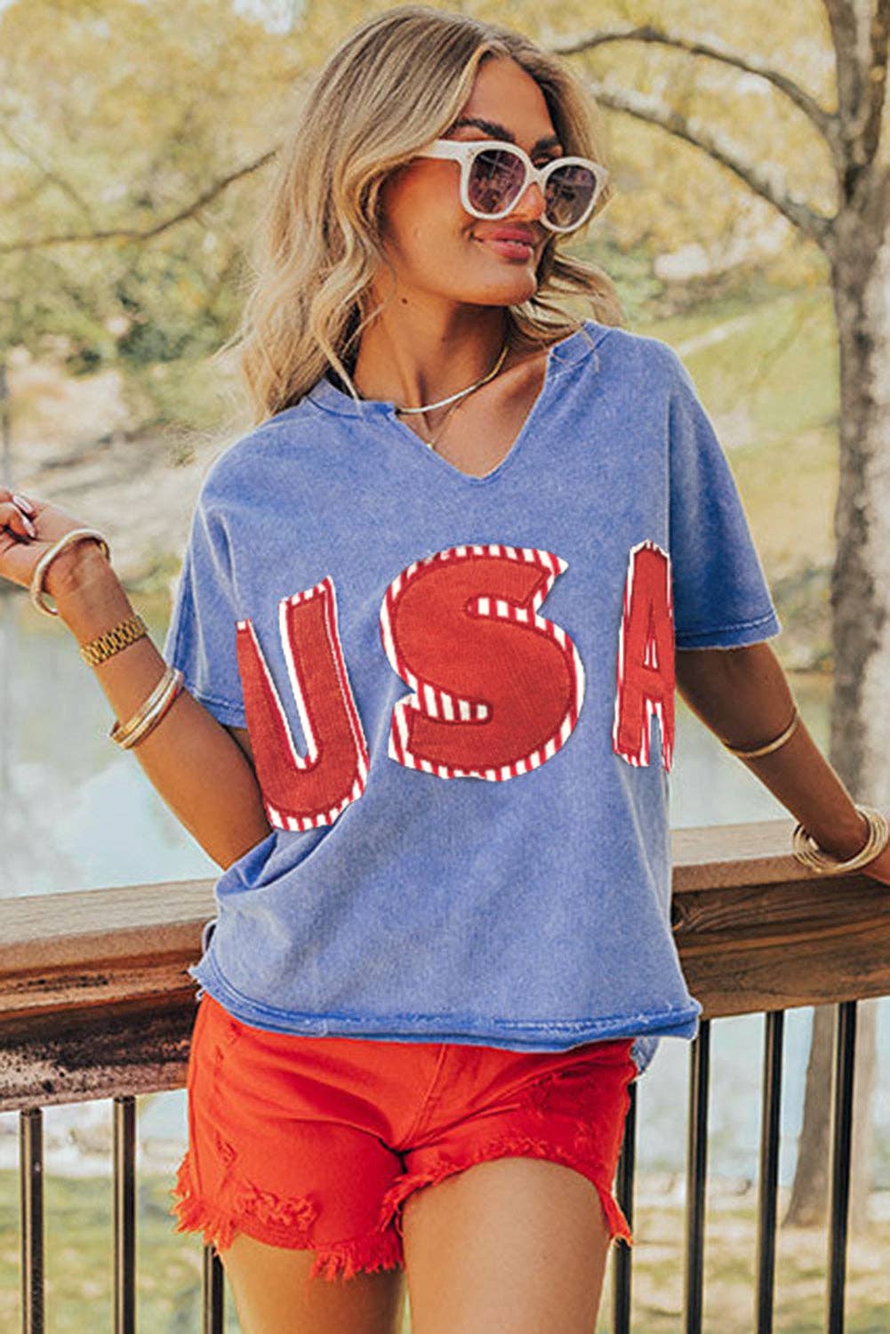 USA Patch Mineral Wash Vintage Graphic T Shirt