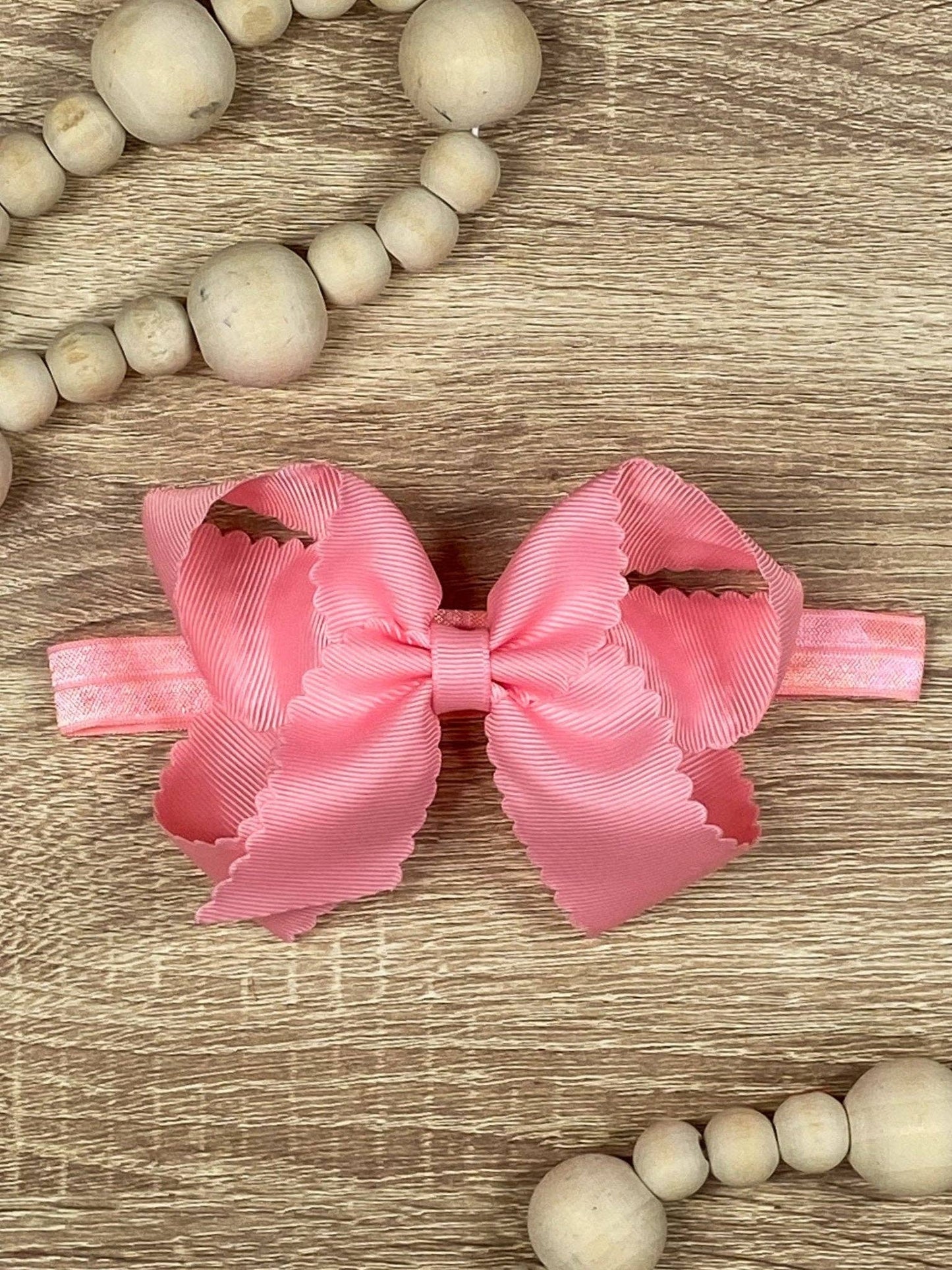 Classic Scalloped Bow - Headband - 4.5" (3 colors)