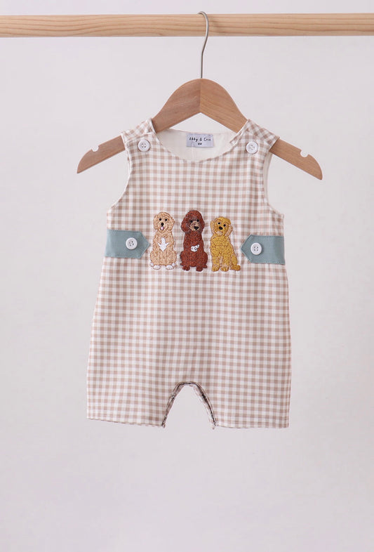 Puppy Embroidered Gingham Jonjon