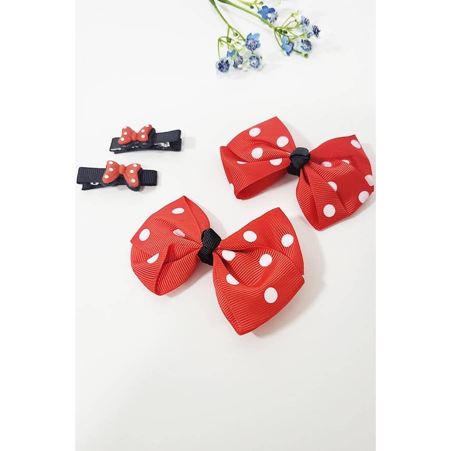 Polka Dot Hair Pin and Bow Set