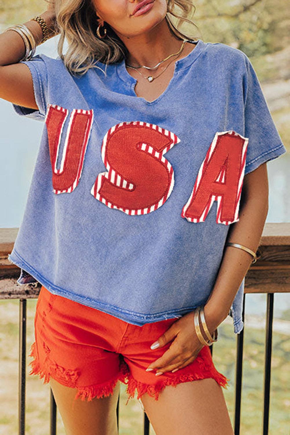 USA Patch Mineral Wash Vintage Graphic T Shirt