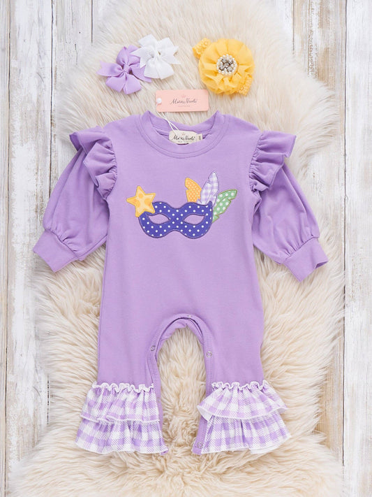 Masked Magic Embroidered Ruffle Romper