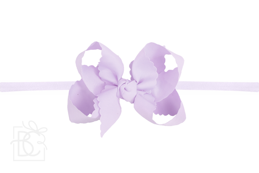 1/4" NYLON PANTYHOSE HEADBAND W/ SCALLOPED EDGE BOW