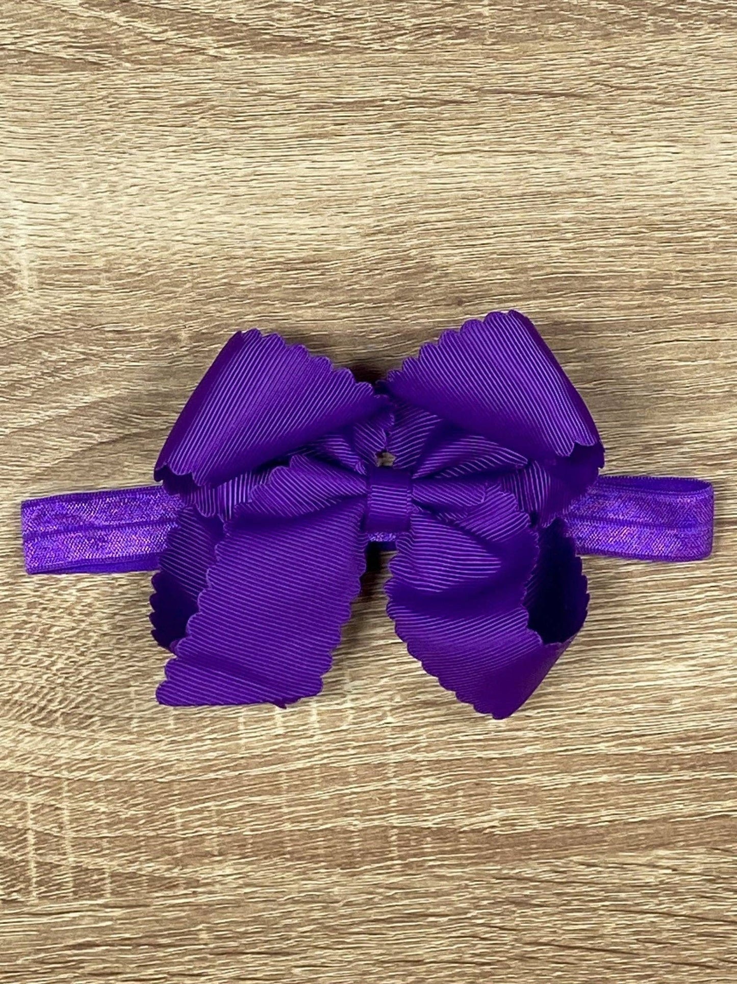Classic Scalloped Bow - Headband - 4.5" (3 colors)