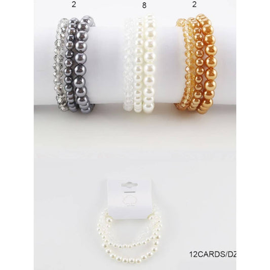 Trio Pearl Beads Layering Bracelet Set