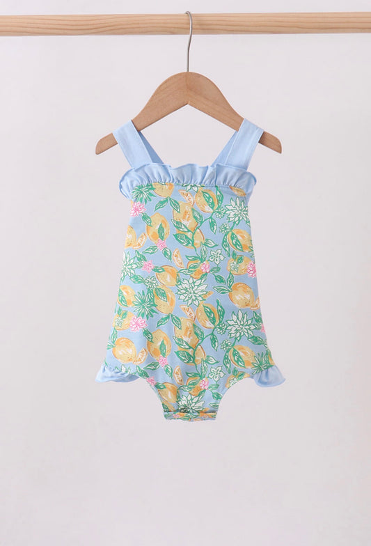 Lemon Print Ruffle Bubble