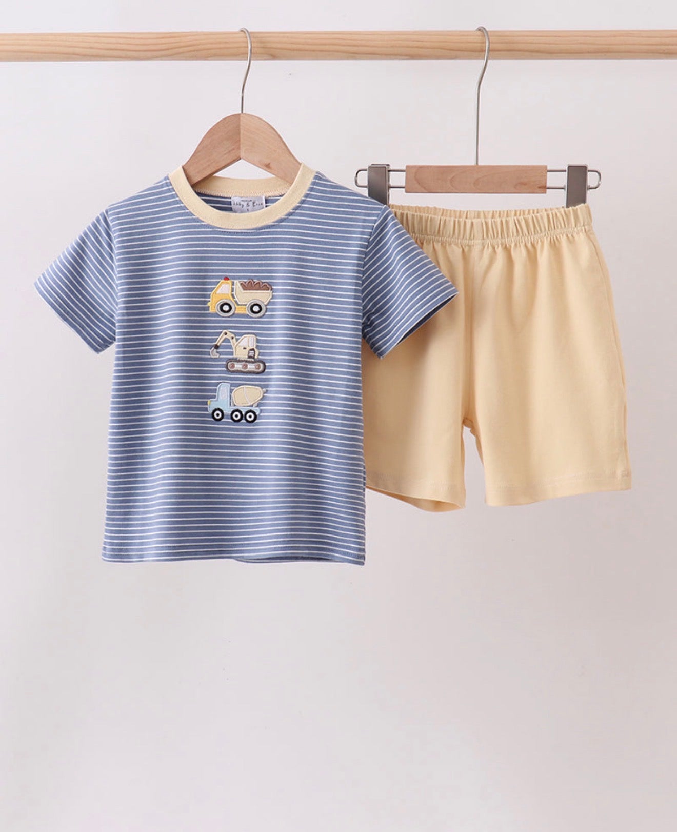 Embroidered Construction Shorts Set