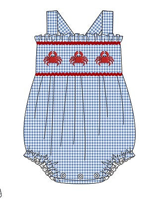 Crab Seersucker Ruffle Bubble