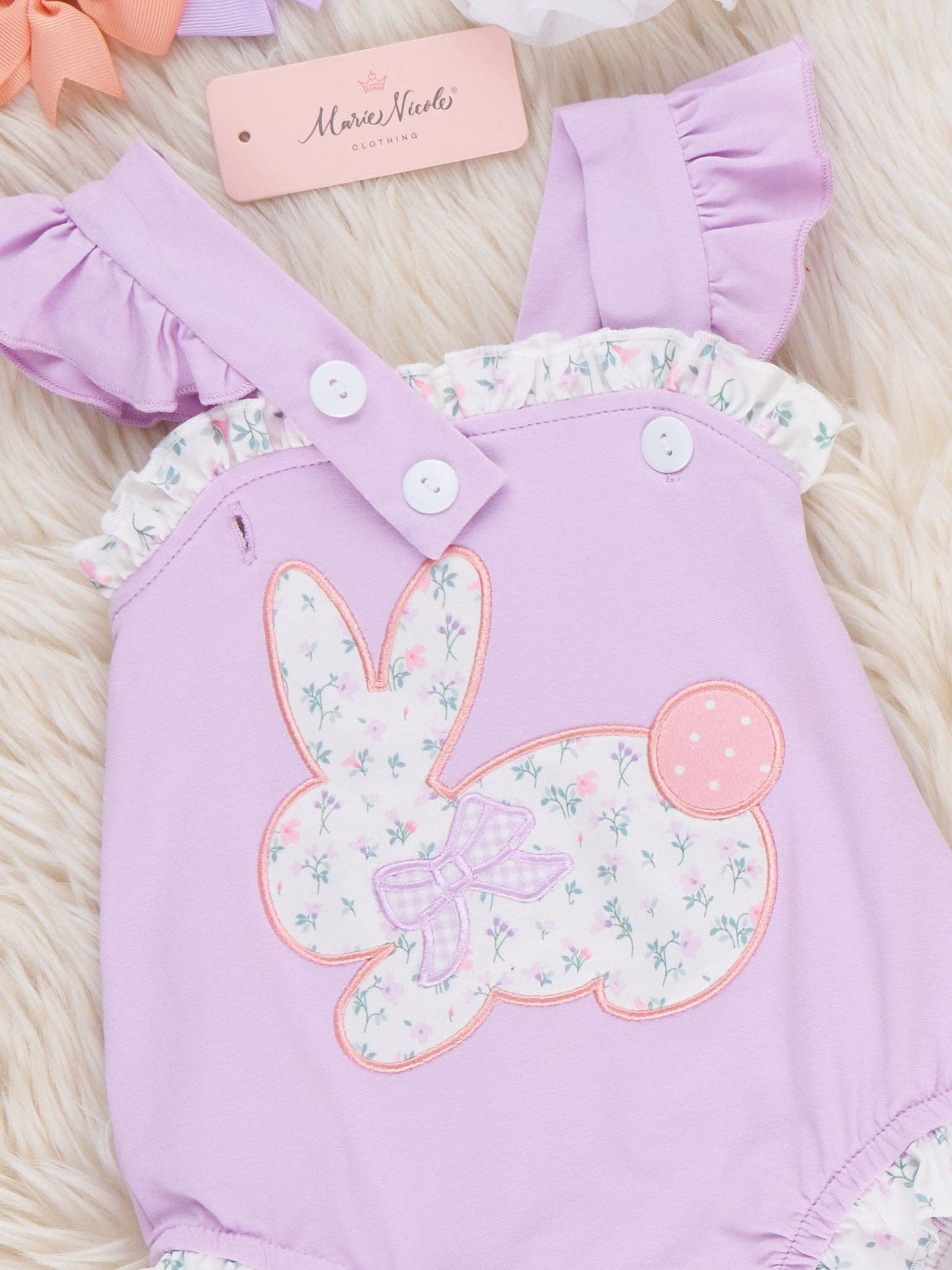 Blossoms Bunny Embroidered Cotton Ruffle Bubble