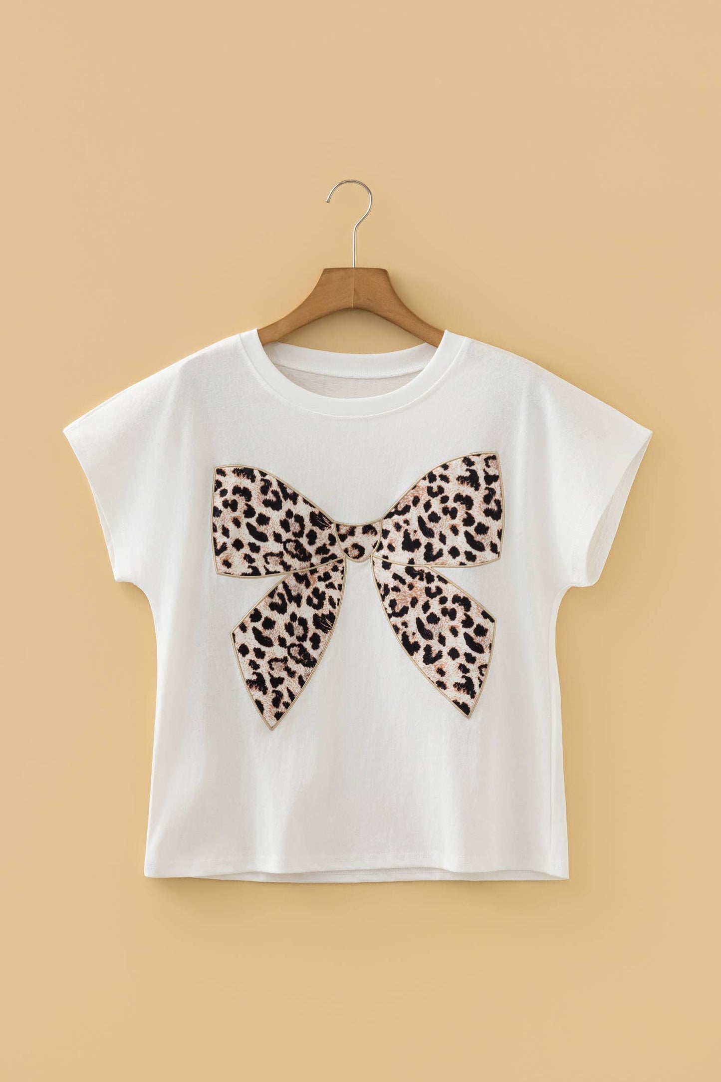 Leopard Bow Embroidered T-Shirt