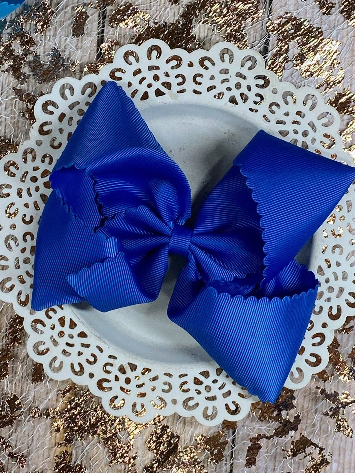Oversize Scalloped Bows - Alligator Clip - 5.5" (6 colors)