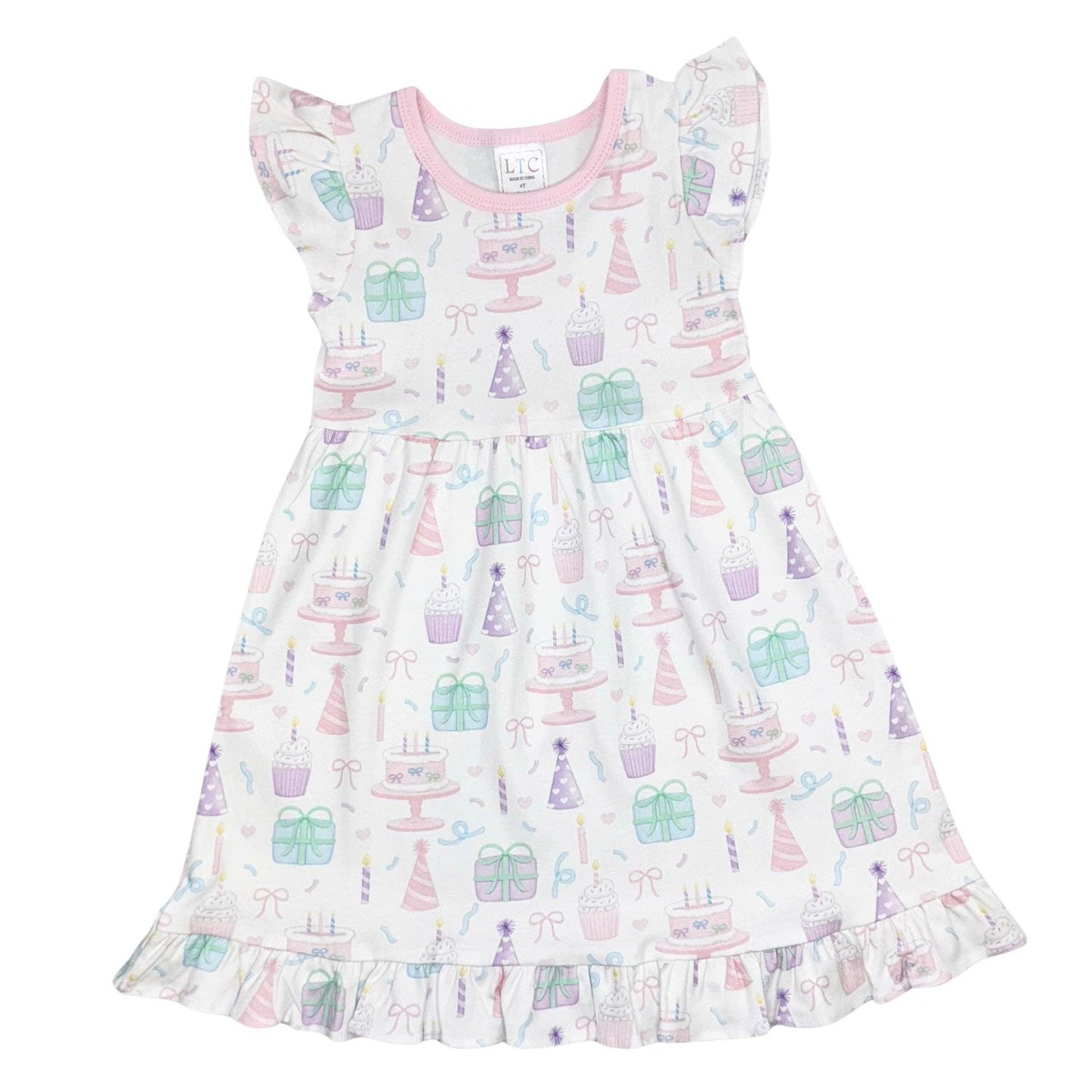 It's My Birthday Flutter Sleeve Dress