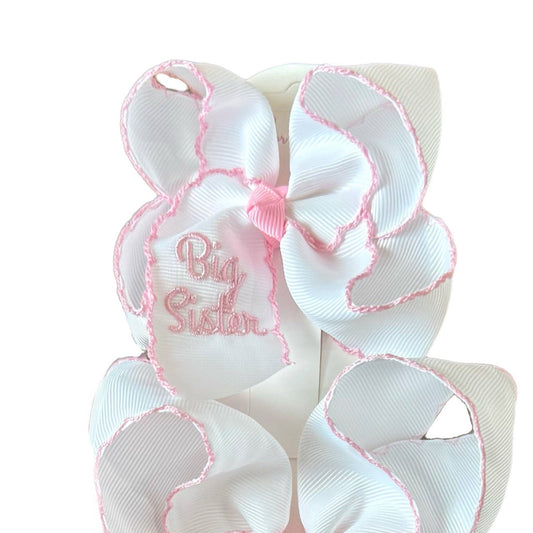 5.5" Big Sister Embroidered Moonstitch Hair Bow