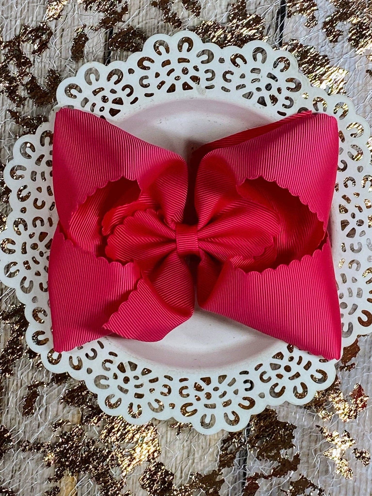 Oversize Scalloped Bows - Alligator Clip - 5.5" (6 colors)