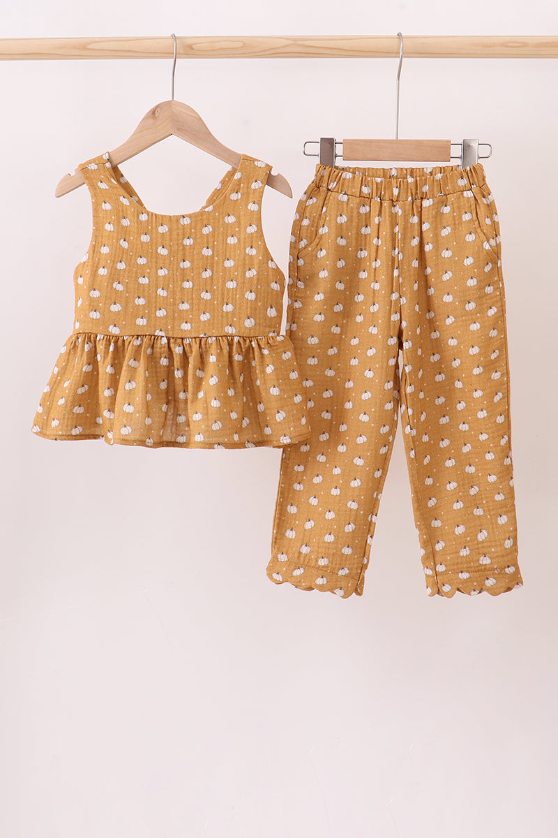Pumpkin Muslin Pants Set
