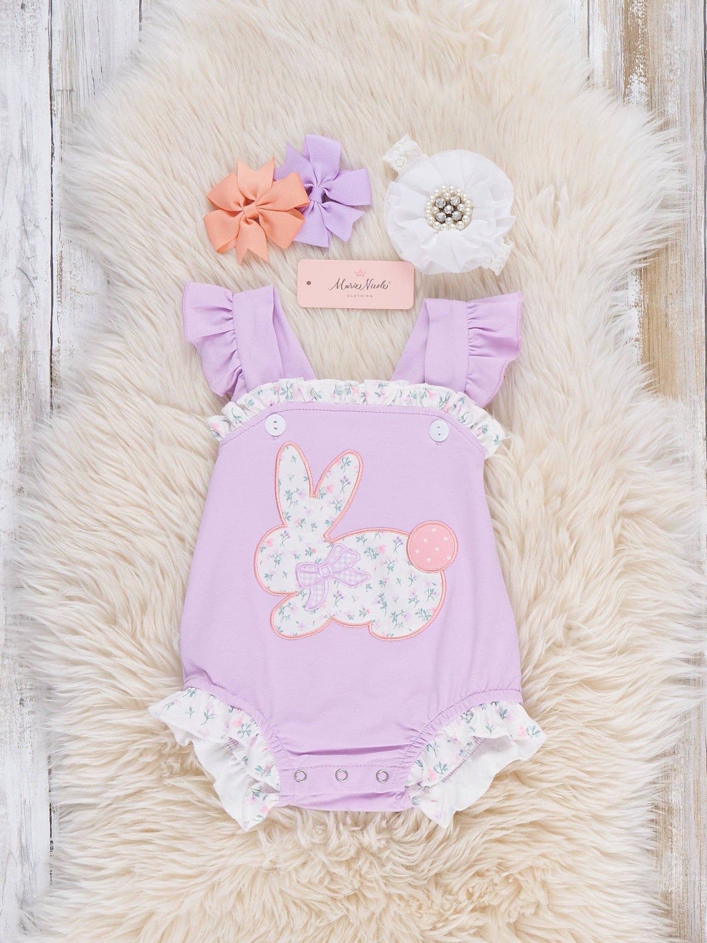 Blossoms Bunny Embroidered Cotton Ruffle Bubble