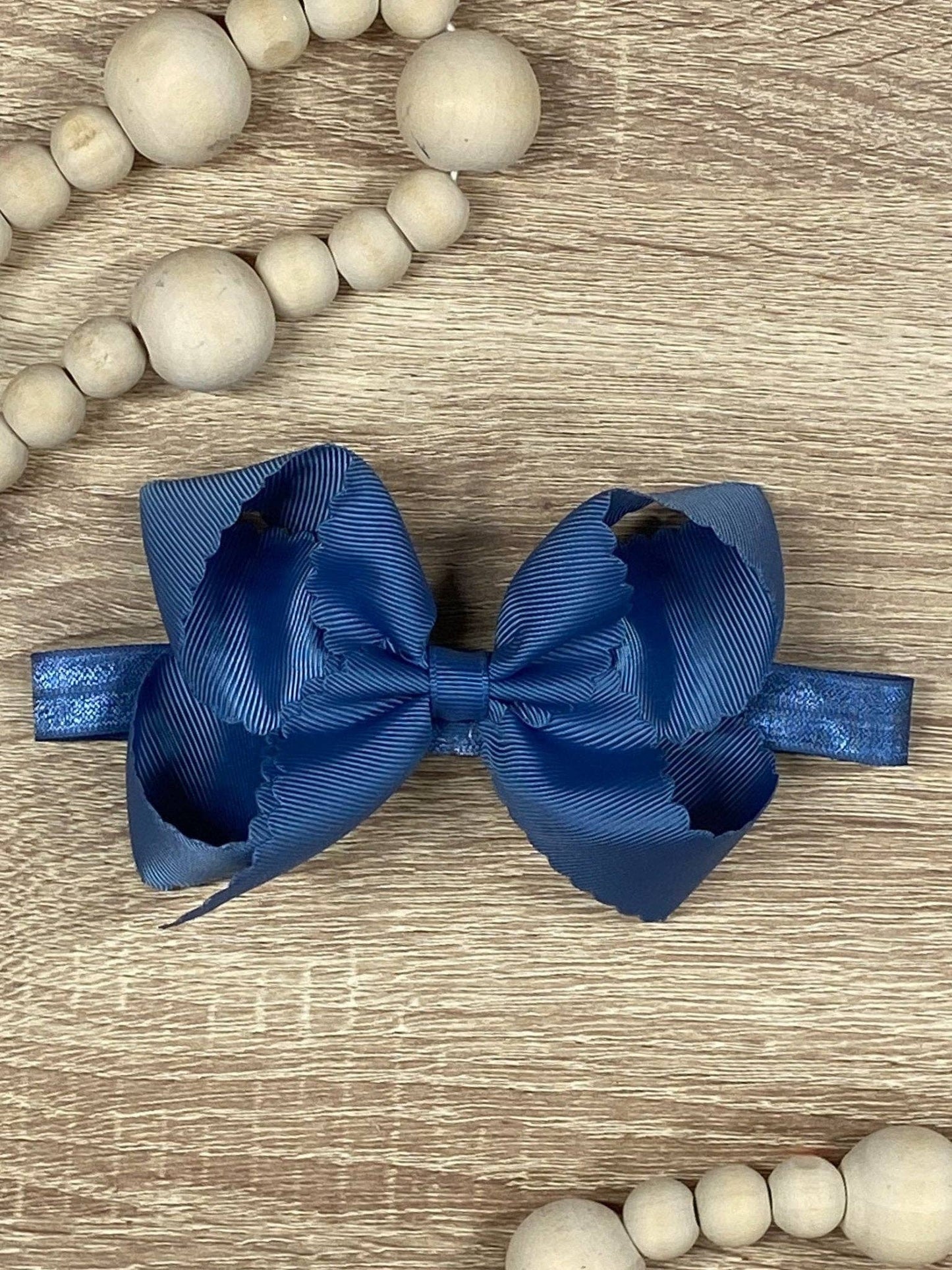 Classic Scalloped Bow - Headband - 4.5" (3 colors)