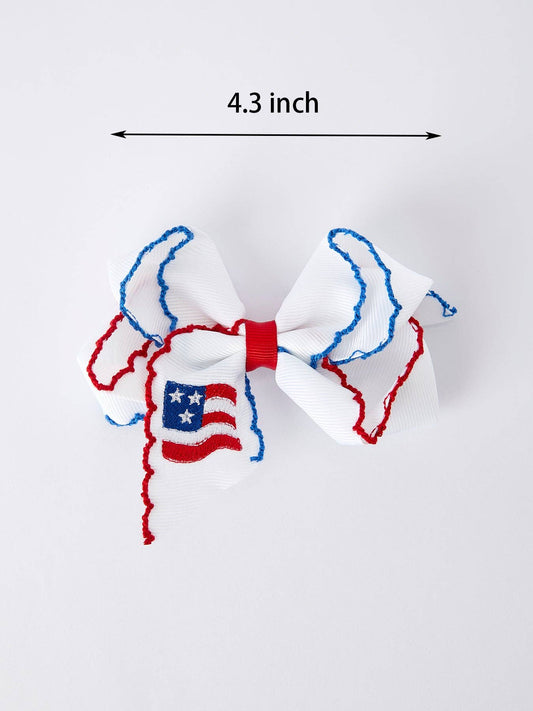 Stars & Stripes Flag Hair Bow 4.5"