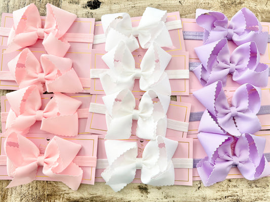 Classic Scalloped Bow - Headband - 4.5" (3 colors)