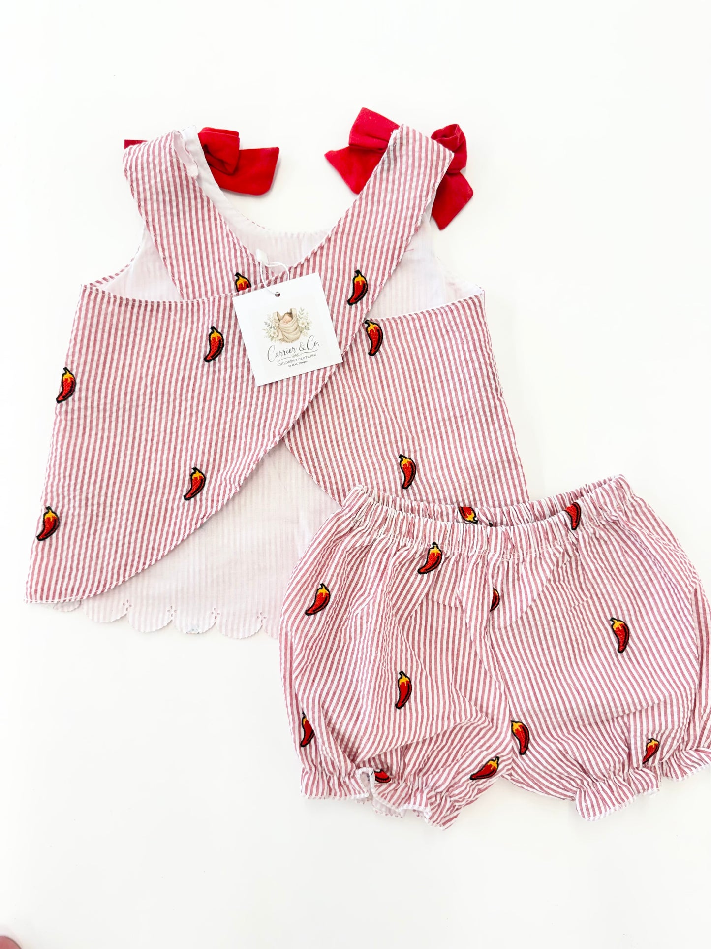 Peppers Embroidered Seersucker Bloomer Set
