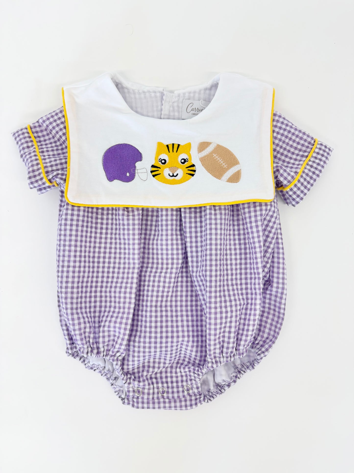 Tigers Embroidered Seersucker Bib Bubble