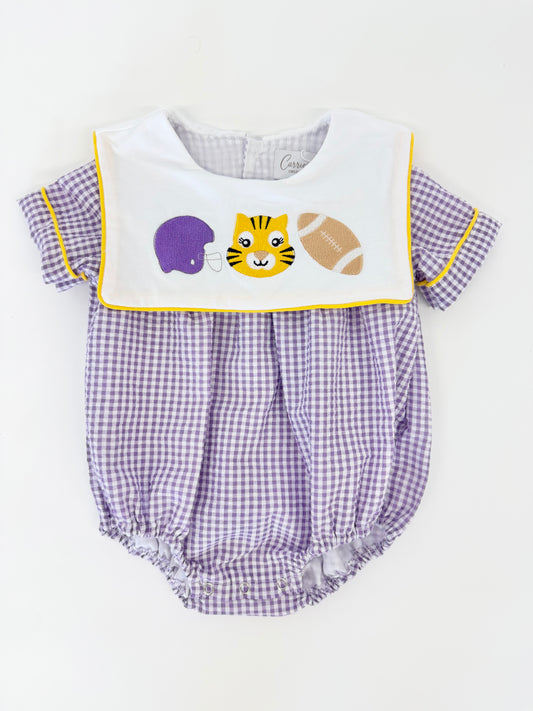 Tigers Embroidered Seersucker Bib Bubble