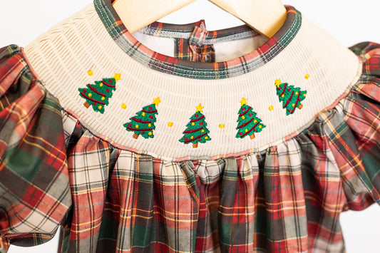 Evergreen Tartan Smocked Dress