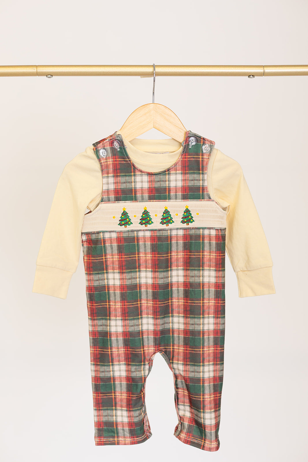 Evergreen Tartan Smocked Longall Set