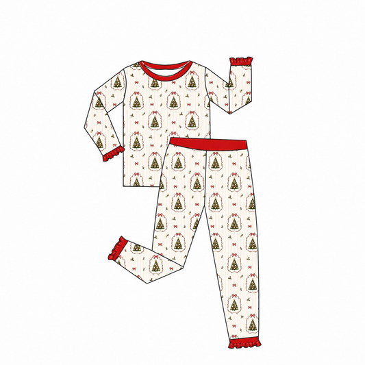 Christmas Cameo Ruffle Bamboo Pants Set