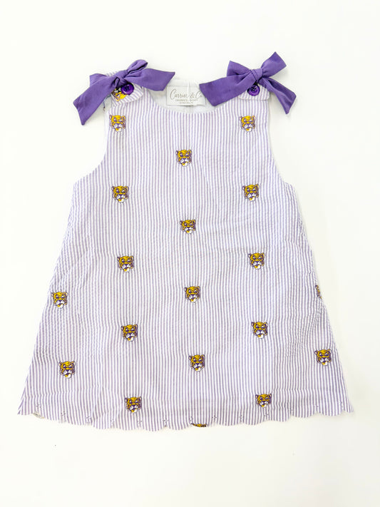 Tigers Embroidered Seersucker Dress
