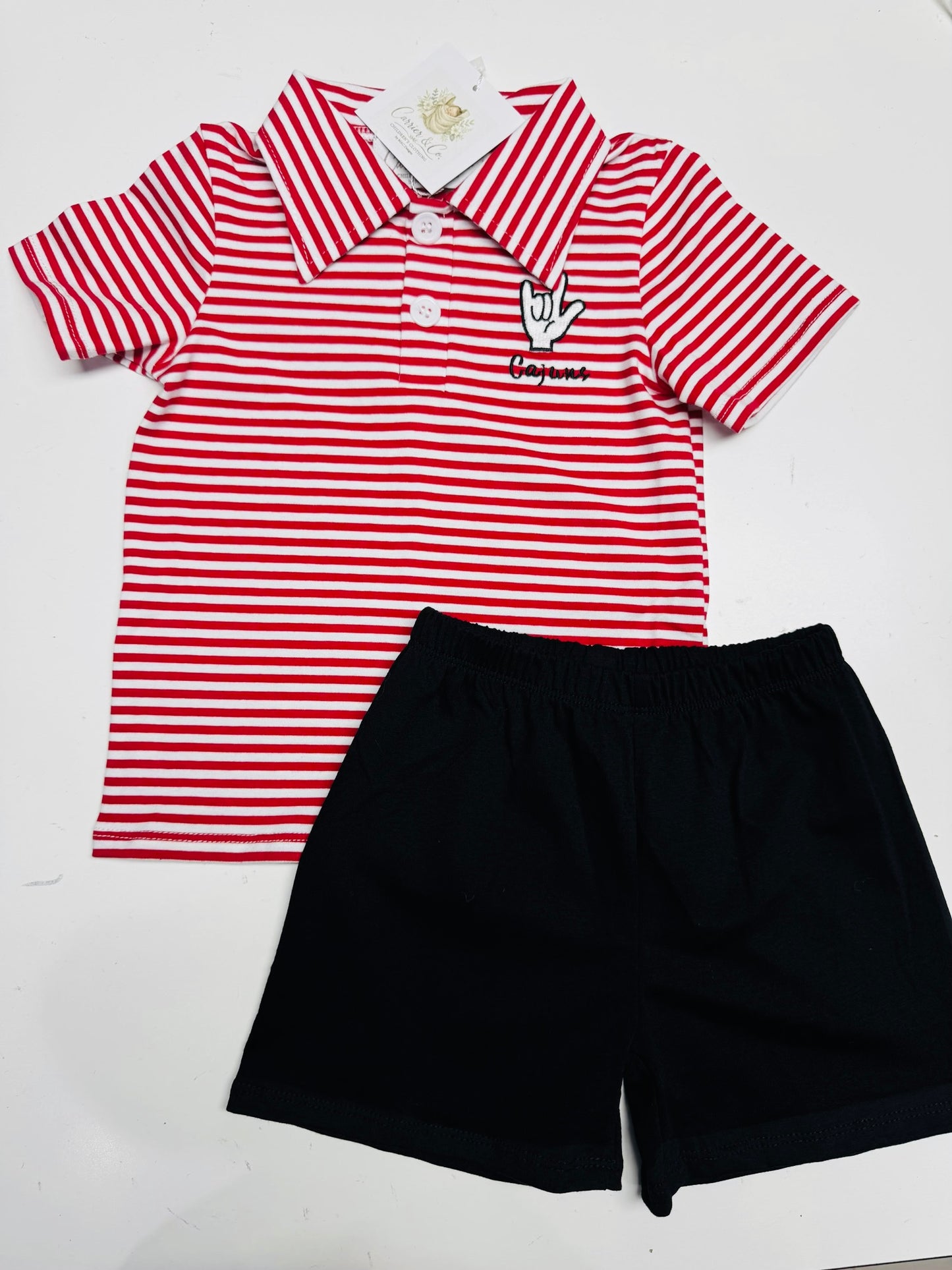 Cajuns Embroidered Polo Shorts Set