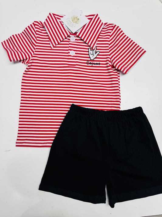 Cajuns Embroidered Polo Shorts Set