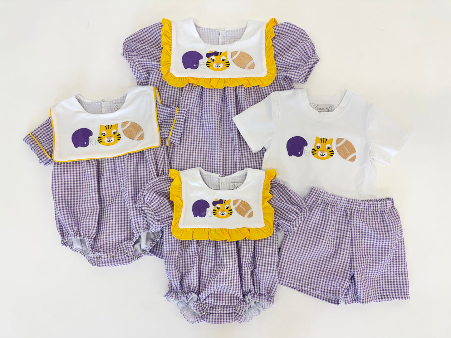 Tigers Embroidered Seersucker Ruffle Bubble
