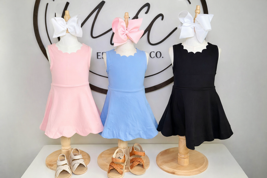 Scalloped Athletic Dresses (3 colors- built in shorts)
