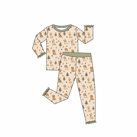 Ruffle Christmas Dogs Bamboo Pajama Set