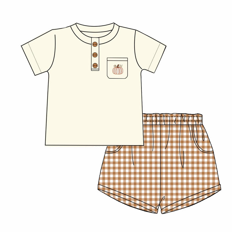 Gingham & Knots Pumpkin Shorts Set